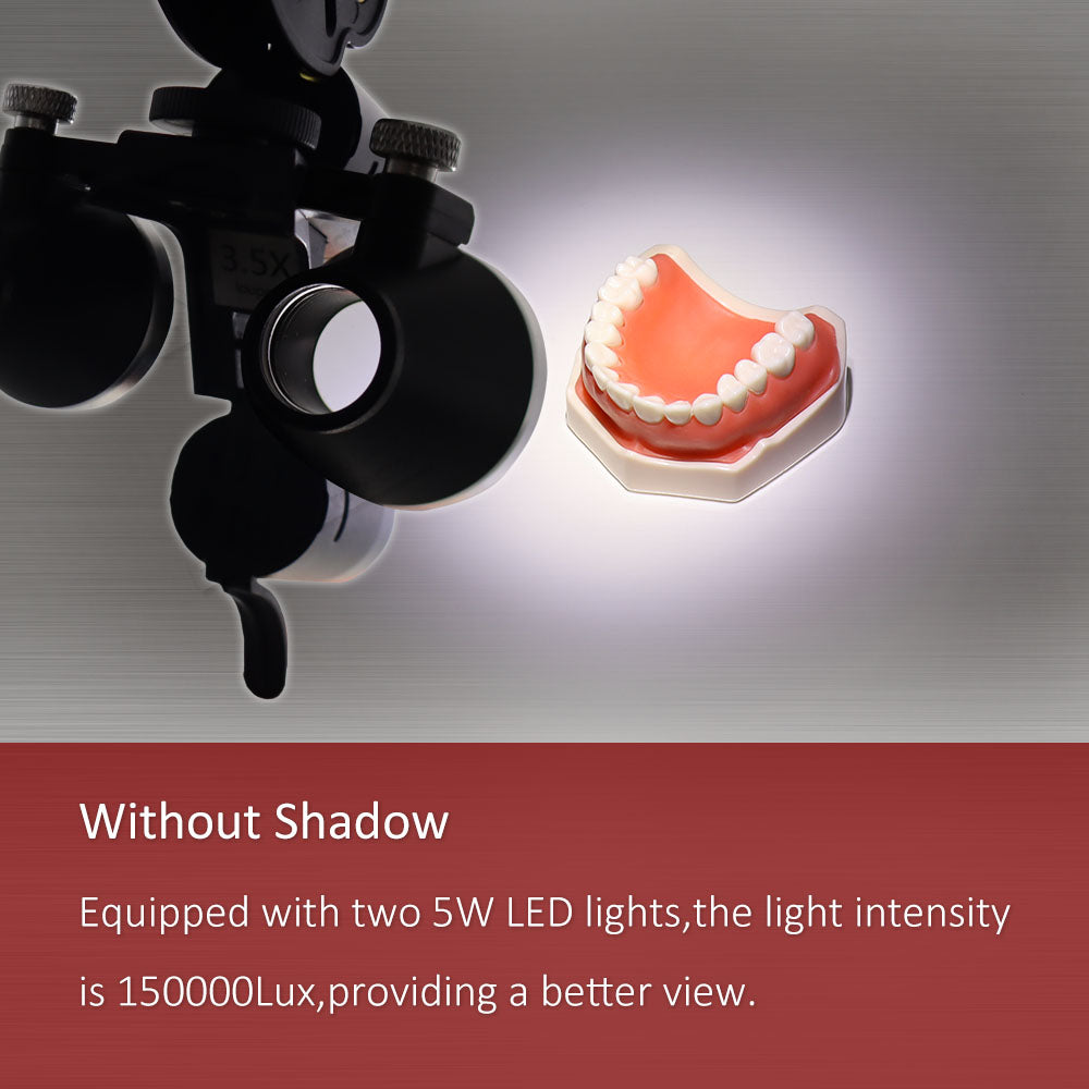 D-SLAMP 3.5X Dental Loupe Magnification Binocular Surgery Surgical Magnifier with Headlight LED Light Dentist Medical Shadowless lamp