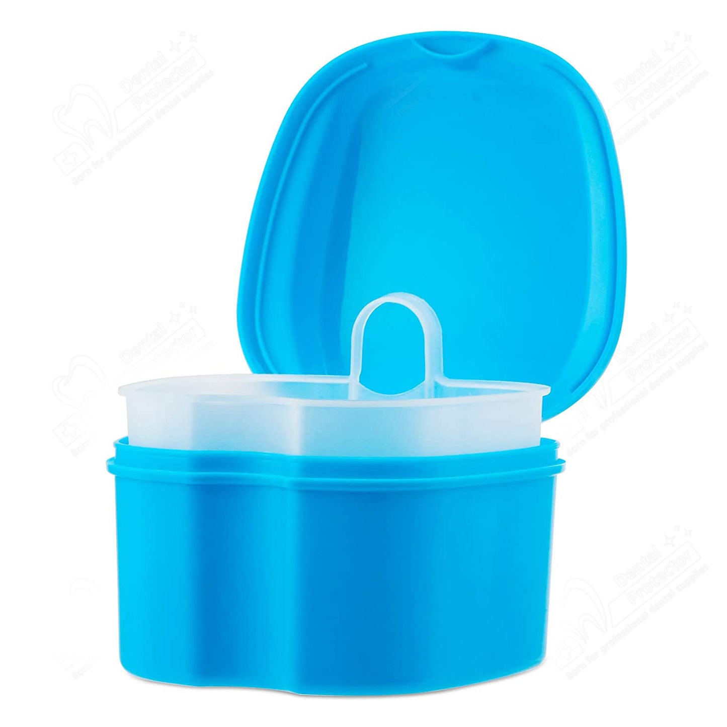 Dental Orthodontic Retainer Case Cleaning with Strainer Basket, Denture Bath Box Soaking Cup Mouthguard Storage Holder - Leak Proof and Lid Waterproof,2 pieces in Pack