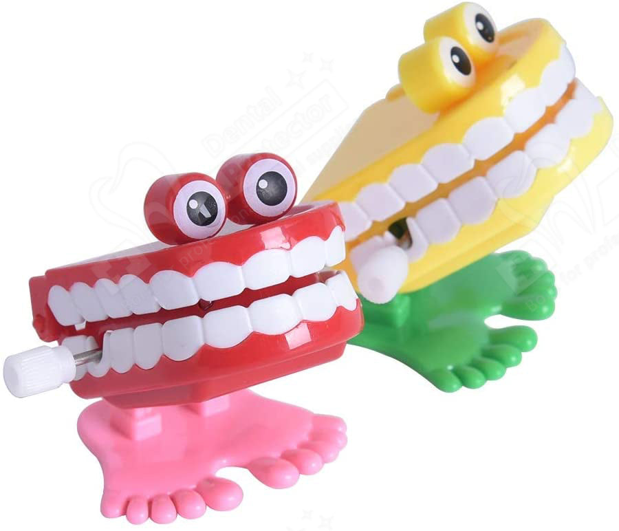 PROTECTOR Walking Teeth Toys 7PCS, Wind-up Chattering Teeth Smile Small Wind Up Toy Feet Knickknack For Party Halloween Christmas Home Desktop Decoration