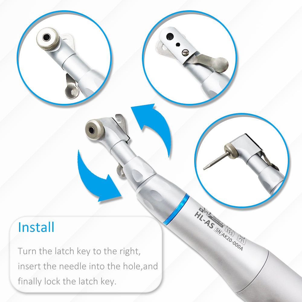 HL-AS Dental 1:1 Slow Low Speed Handpiece Tips Contra Angle Latch Chuck Bur Handpiece NSK Style