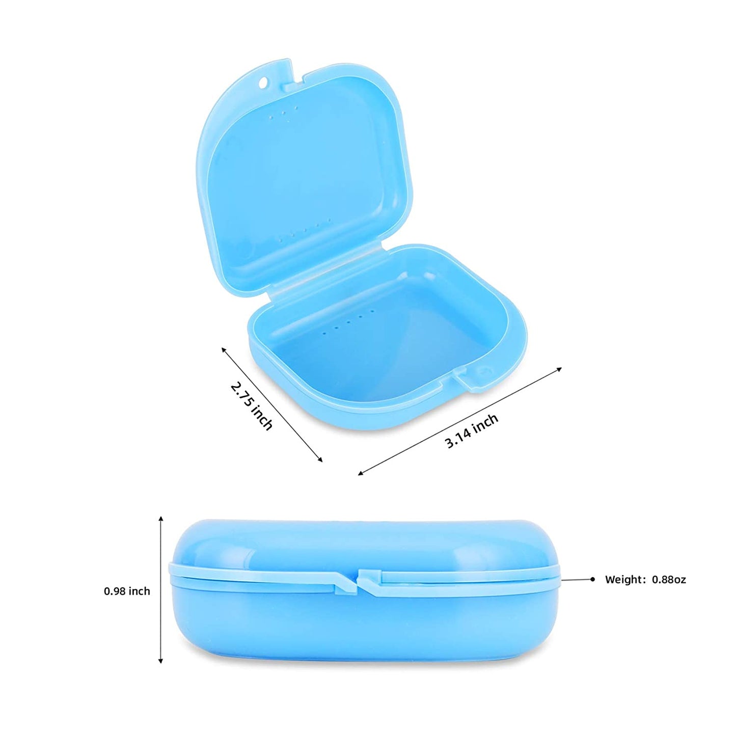 Dental Mouthguard Container Orthodontic Retainer Case with Vent Holes, Denture Holder Box Clear Aligner Case Slim for Household|Travel|Office - Bluish - Light & Easy to Carry 6 pcs in package