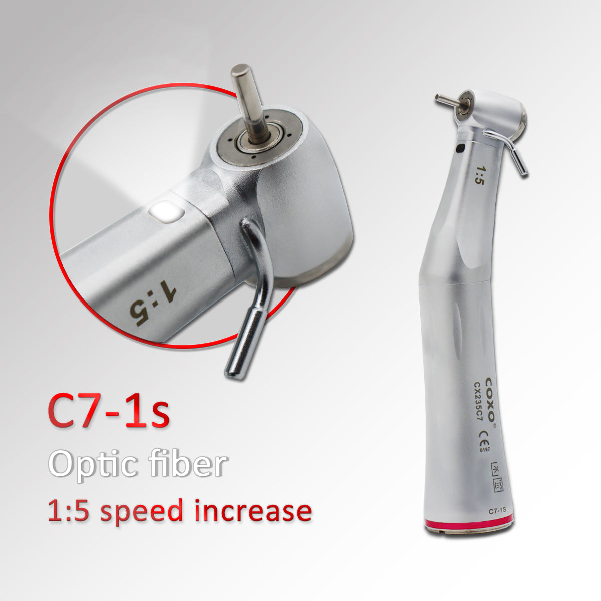 C7-1S COXO Dental 1: 5 Contra Angle for Remove Crown and Tooth Extraction, can be used with COXO implant motor