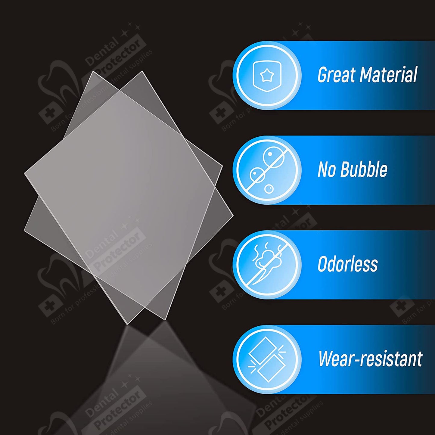 10 /15 /20 Sheets 1.0/ 1.5/ 2.0 MM Hard/ Soft Dental Soft Splint, Thermoforming Materials for Vacuum Forming Machine 5'' x 5''
