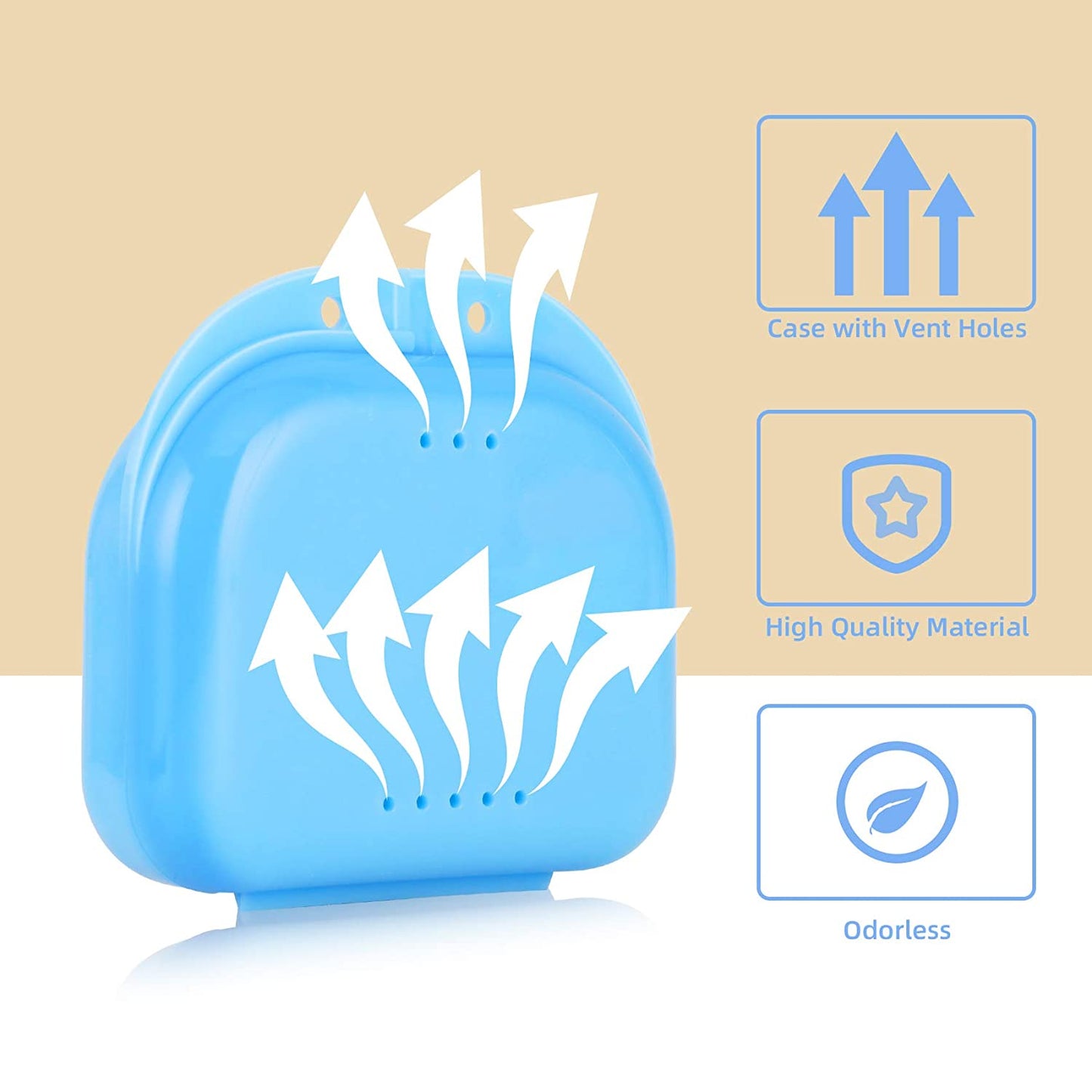 Dental Mouthguard Container Orthodontic Retainer Case with Vent Holes, Denture Holder Box Clear Aligner Case Slim for Household|Travel|Office - Bluish - Light & Easy to Carry 6 pcs in package