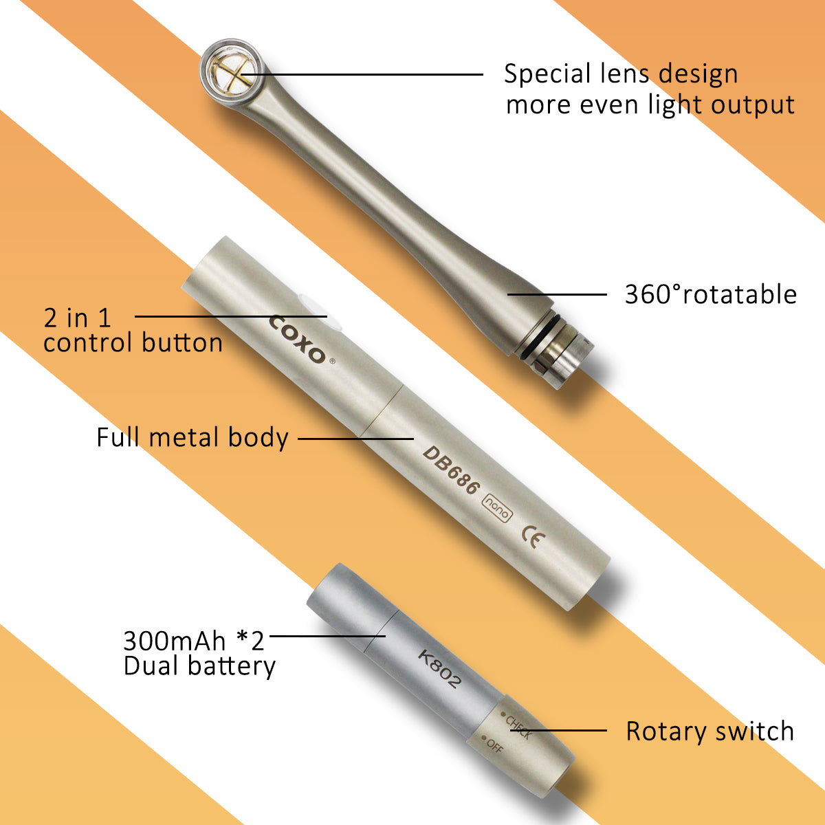 COXO DB-686 Nano Dental Led Curing light & Caries Detection 2 in 1