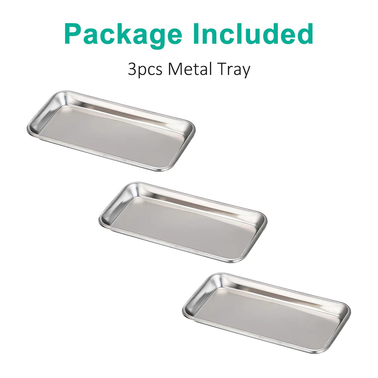 3Pack Professional Medical Surgical 304 Stainless Steel Dental Procedure Tray Thickening Lab Instrument Tools Trays