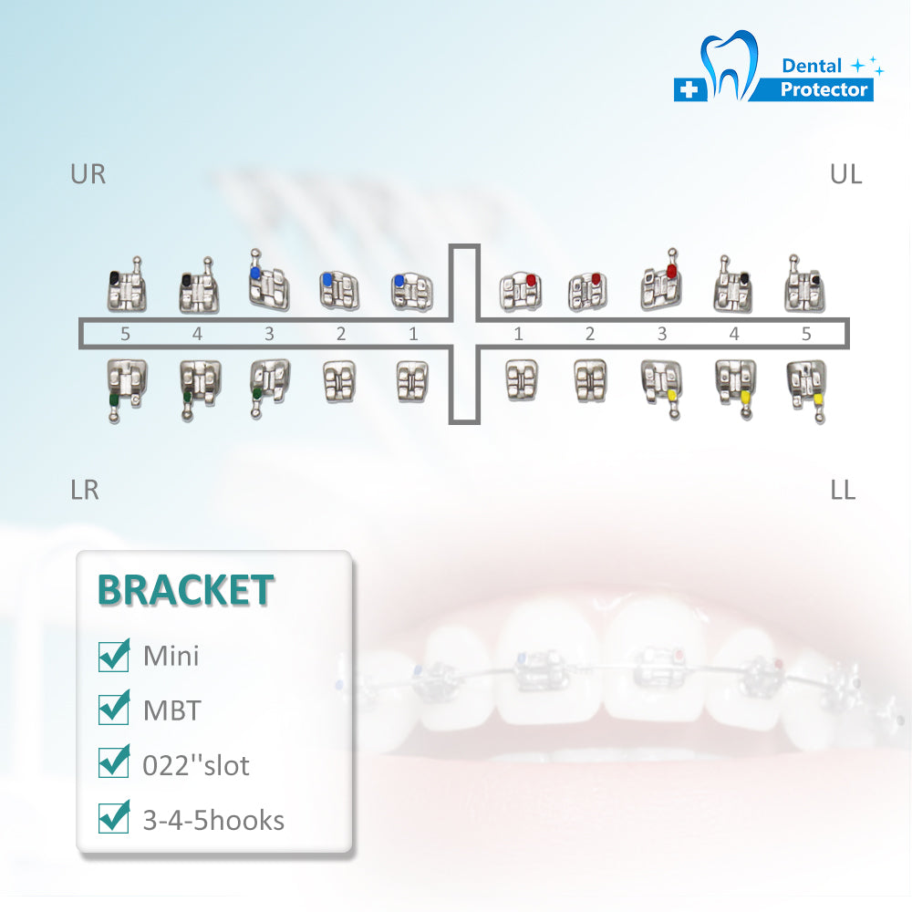 10 Sets/Pack 200 pcs of Brackets 022 inch Slot 3-4-5 Hooks Mini size MBT Metal Brackets