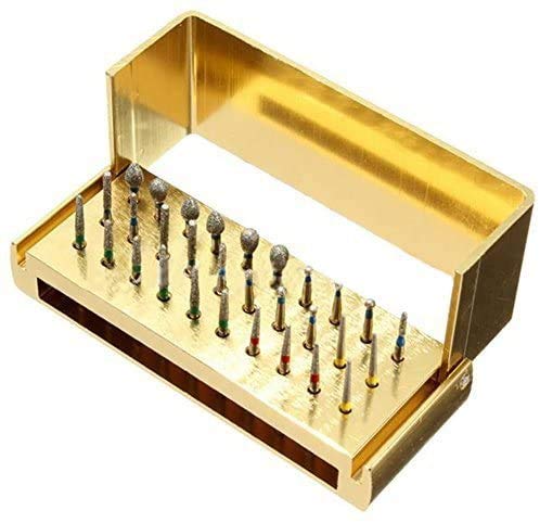 DB-30 High Speed Diamond Bur Set with Aluminium Alloy Shelf - High Speed and Low Speed Diamond Bur Set Dental Lab Aluminum Bur Case Disinfection Opening Box Organizer