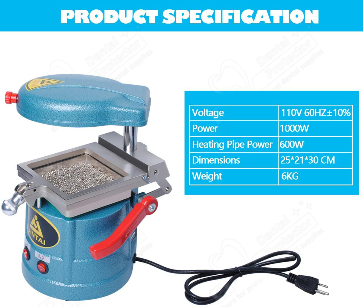 PROTECTOR Dental Vacuum Forming Machine, Laboratory Heat Molding Equipment, Laminating Machine