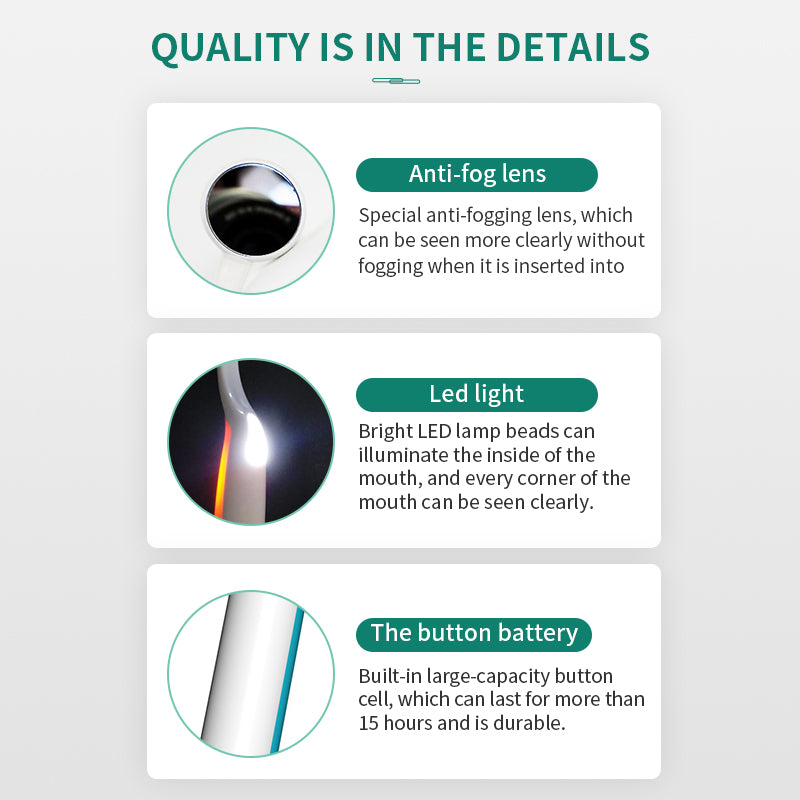 1 Pcs Dental Mirror with Light Tool LED Lighted Teeth Inspection Mirror Anti Fog Curve Angle Dentist Oral Care Tool