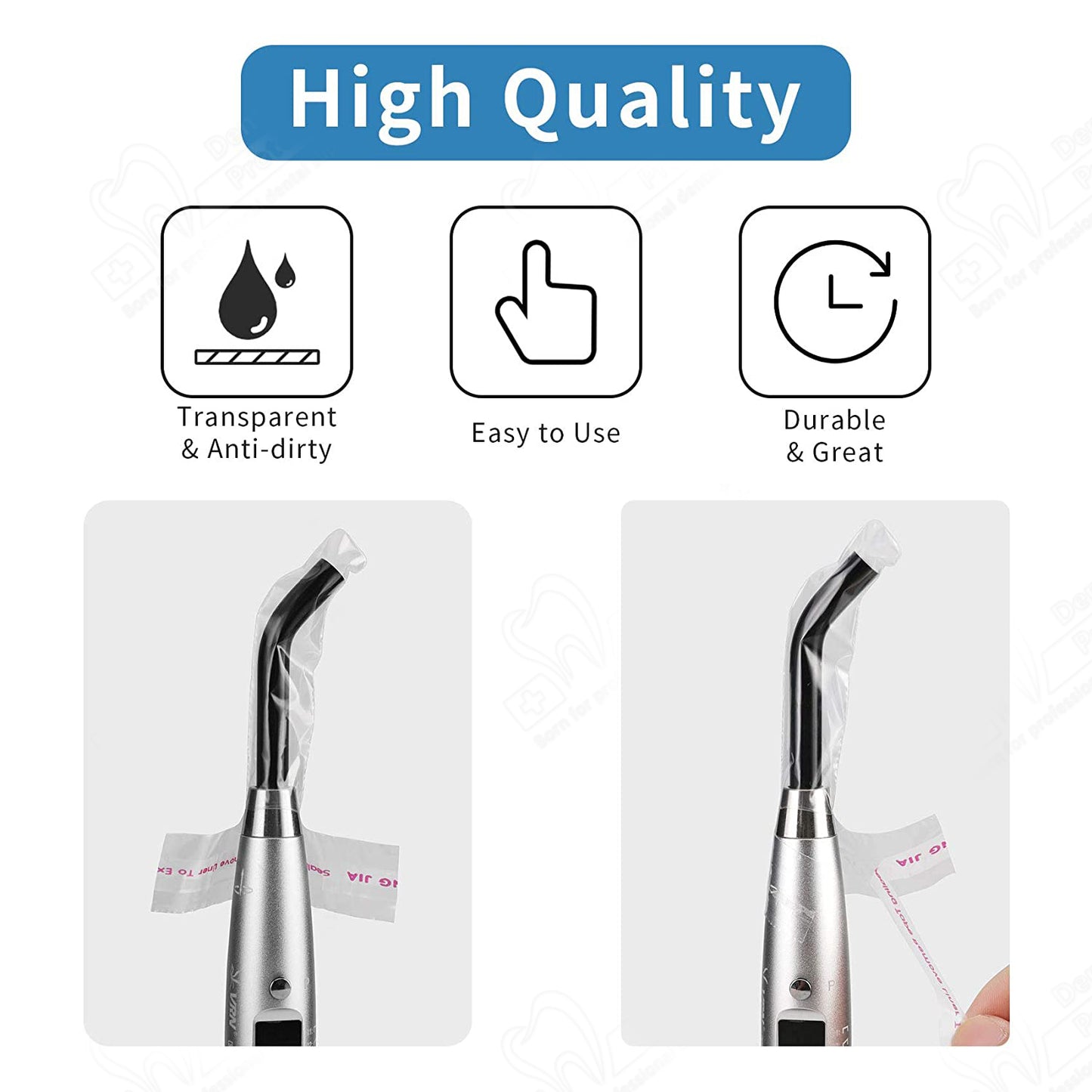 Dental Curing Light Lamp Cover Disposable LED Light Guide Sleeves 200PCS, Implant Protective Cure Covers for Curing Tips - Plastic Optic & Transparent Sheet