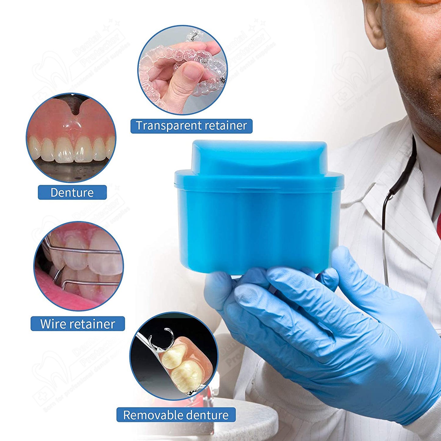Dental Orthodontic Retainer Case Cleaning with Strainer Basket, Denture Bath Box Soaking Cup Mouthguard Storage Holder - Leak Proof and Lid Waterproof,2 pieces in Pack
