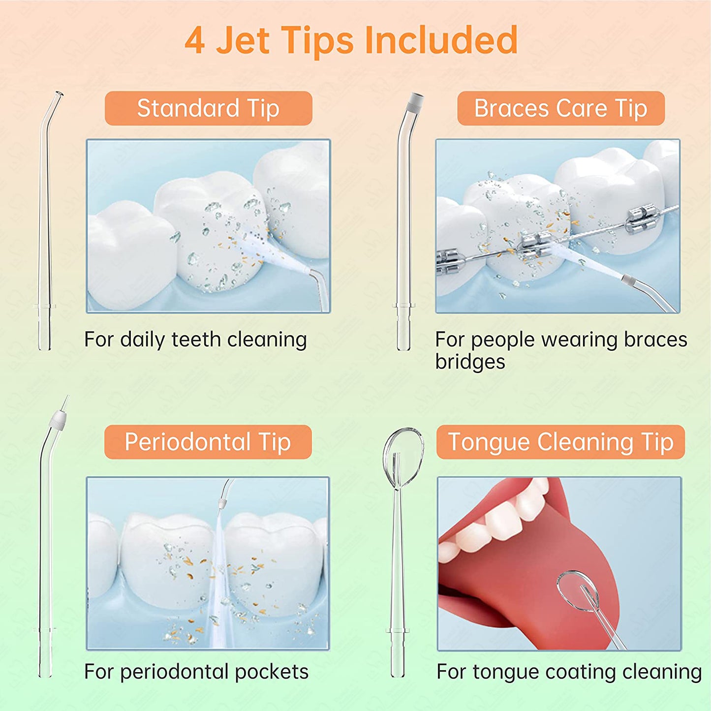 Cordless Water Flosser Portable Oral Irrigator Rechargeable Teeth Cleaner Pick for Braces & Bridges - 4 Modes, IPX7 Waterproof, Collapsible Water Tank for Travel and Home