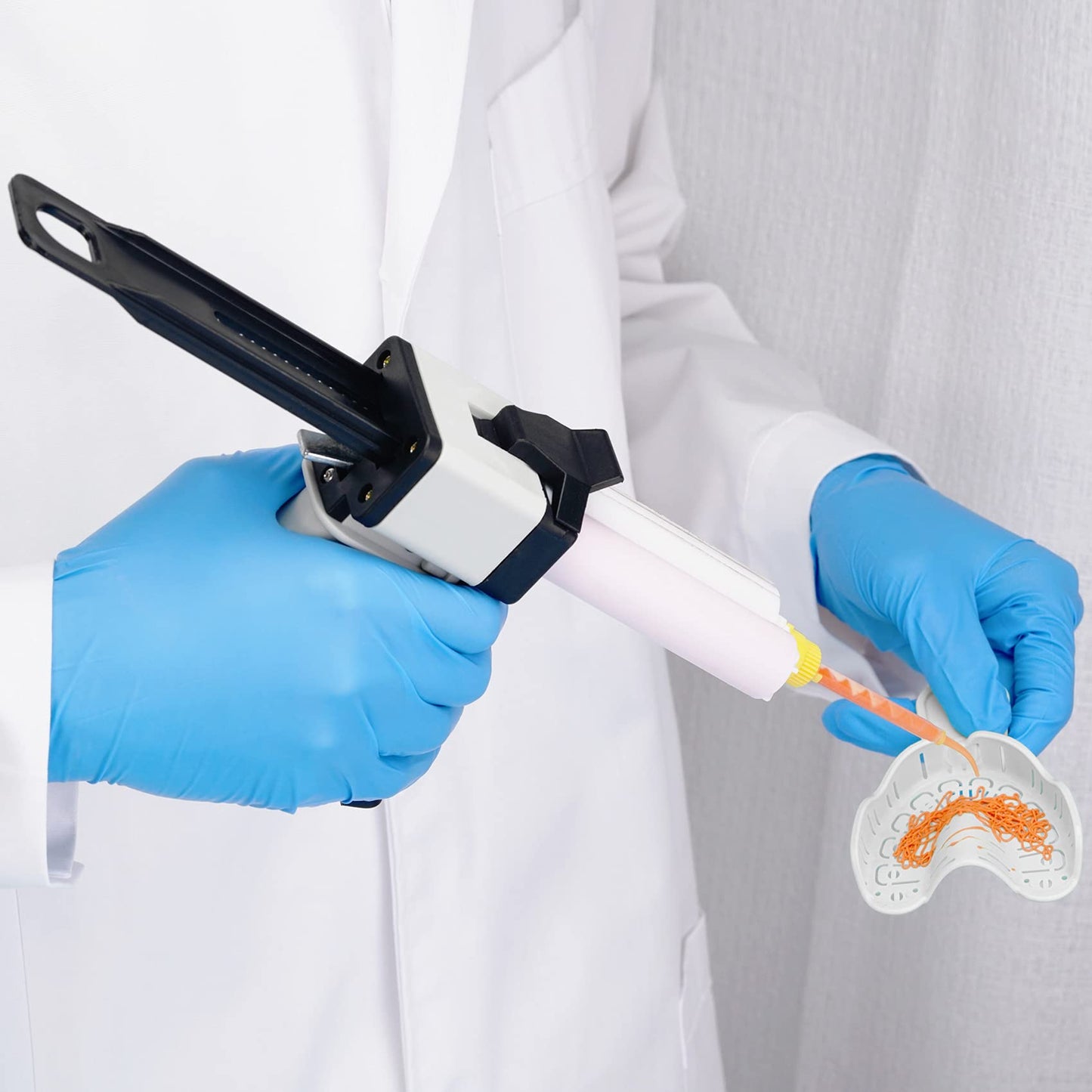 Dispenser Gun Kit 50ml Dental Impression Material Dispensing Guns, Solid Epoxy Gun 1:1/1:2 for Dispense Dental Resin Materials, Adhesive and Glue