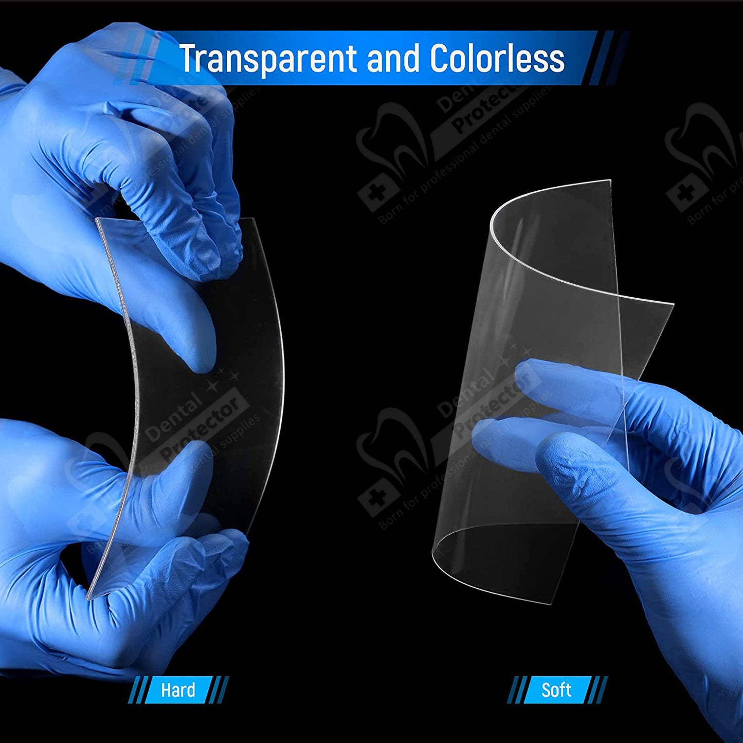 10 /15 /20 Sheets 1.0/ 1.5/ 2.0 MM Hard/ Soft Dental Soft Splint, Thermoforming Materials for Vacuum Forming Machine 5'' x 5''