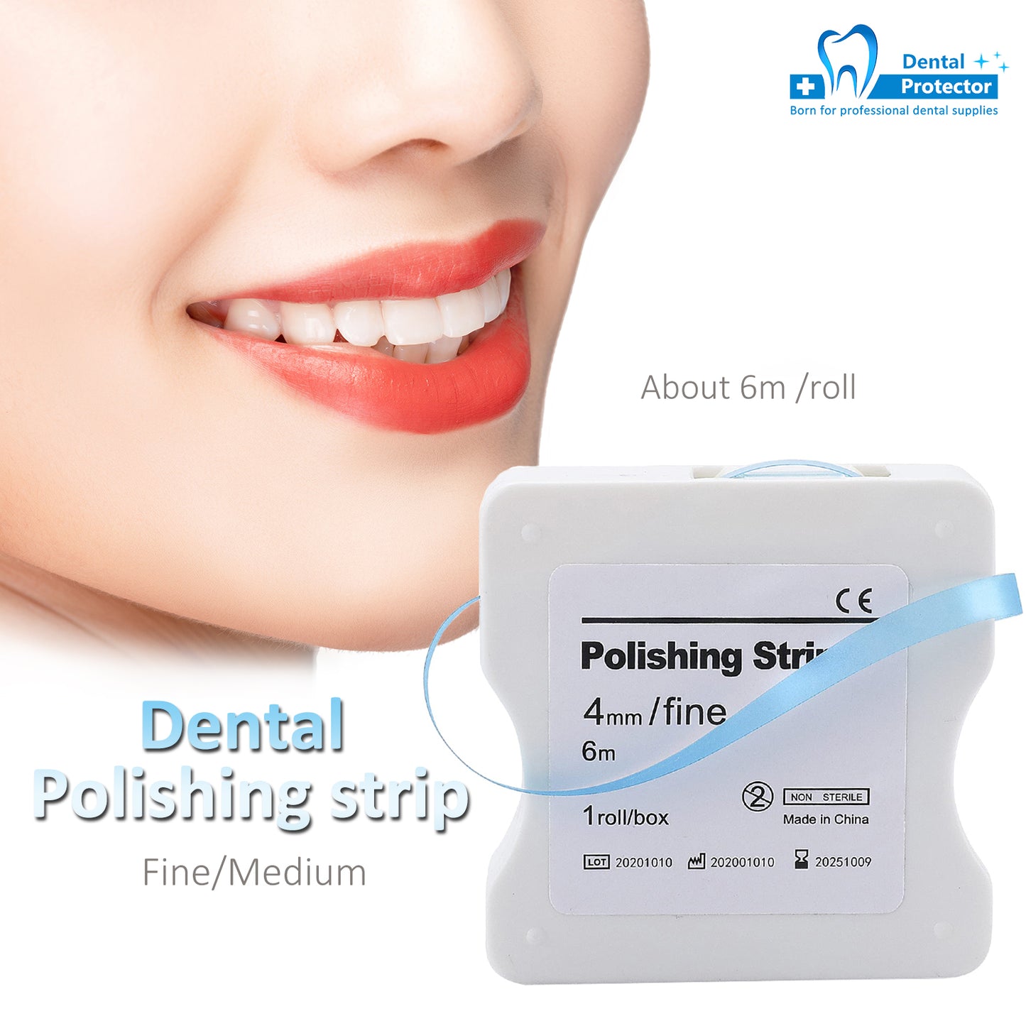 Dental Polishing Strips Teeth Abrasive & Finishing Strips 4mm x 6M, Inter-Dental Oral Care Cleaning Tool - Sanding Grinding Whitening Teeth (Blue&Pink)