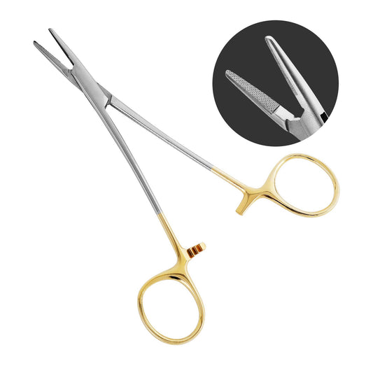 Needle Holder Driver 5.1"/5.5"/6.3" with Tungsten Carbide Cross Serrated Inserts, Dental Surgical Scissors Suture Practice Kit with Locking Mechanism for Dentist, Student