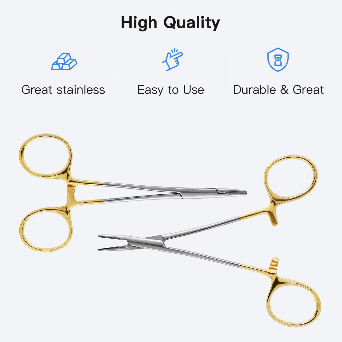 Needle Holder Driver 5.1"/5.5"/6.3" with Tungsten Carbide Cross Serrated Inserts, Dental Surgical Scissors Suture Practice Kit with Locking Mechanism for Dentist, Student