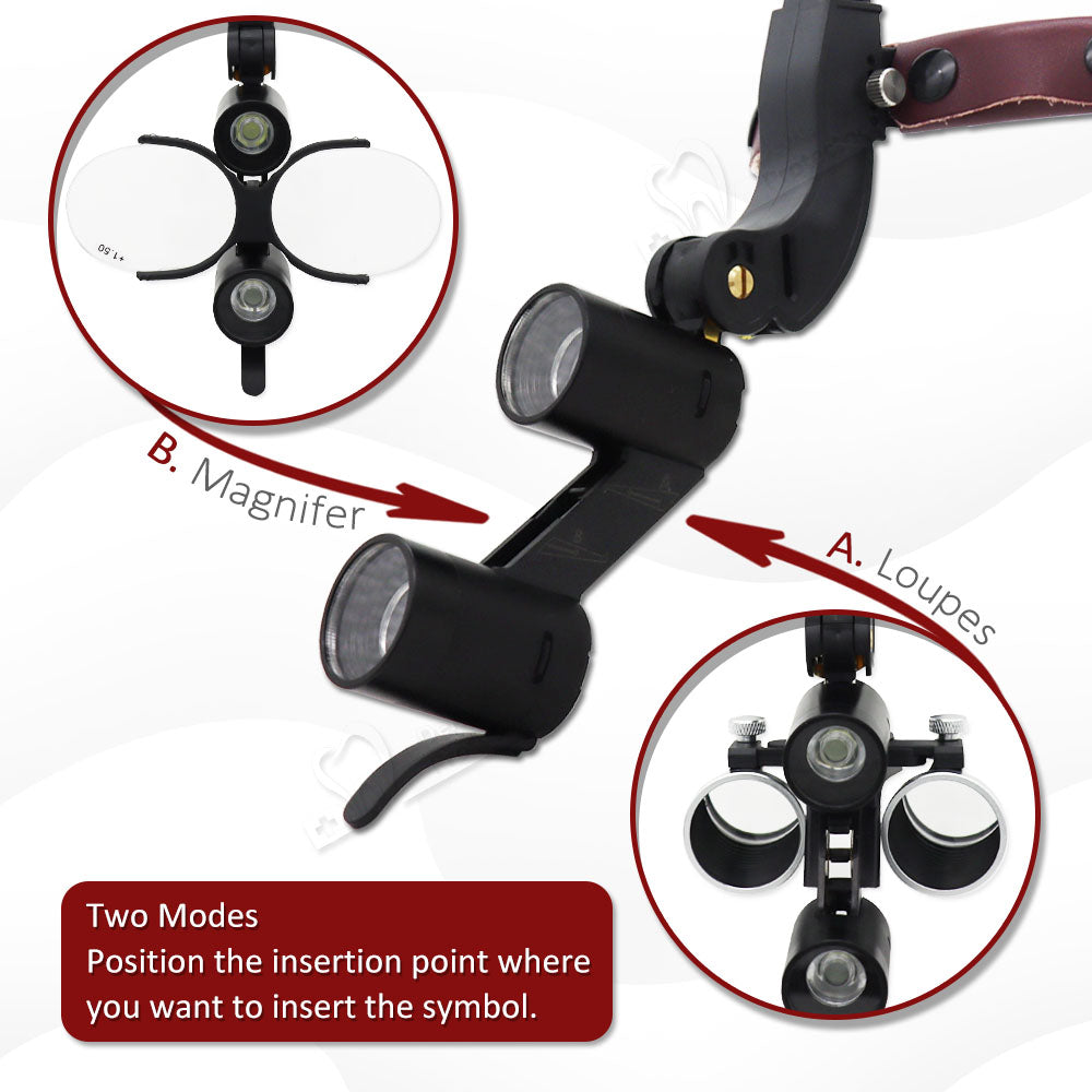 D-SLAMP 3.5X Dental Loupe Magnification Binocular Surgery Surgical Magnifier with Headlight LED Light Dentist Medical Shadowless lamp