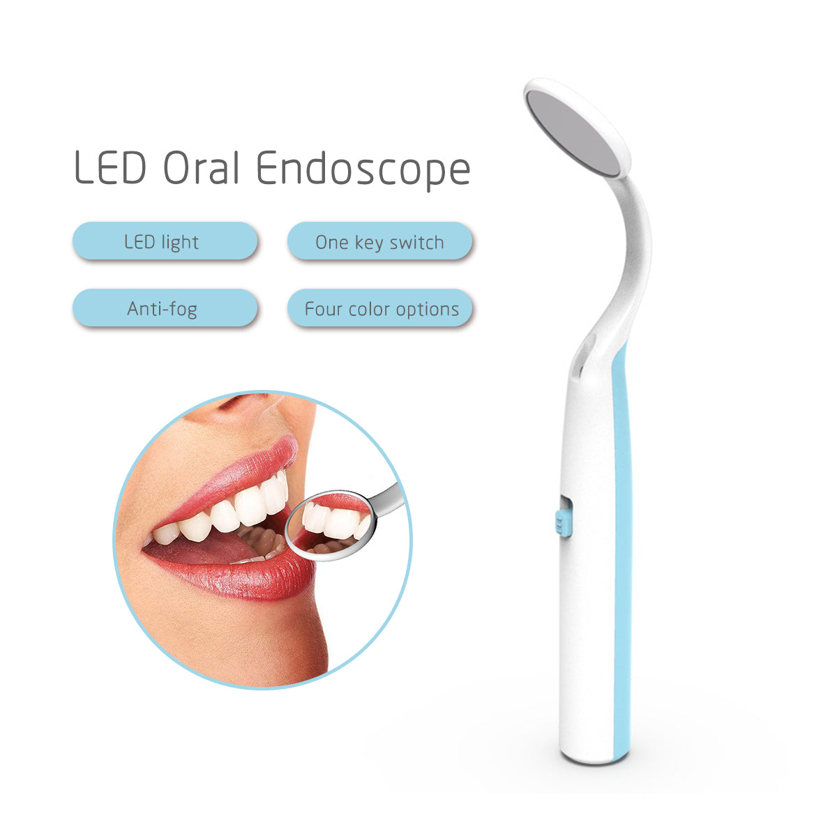 1 Pcs Dental Mirror with Light Tool LED Lighted Teeth Inspection Mirror Anti Fog Curve Angle Dentist Oral Care Tool