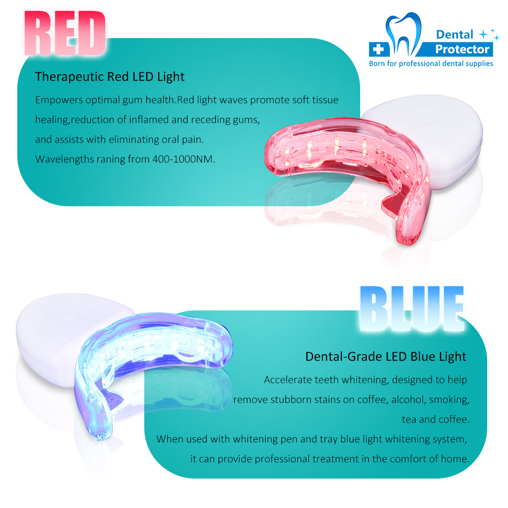 Protector Teeth Whitening Kit with LED Light at Home for Sensitive Teeth,Professional Tooth Whitener with 1xDouble-Sided Silicone Mouth Tray,3xTeeth Whitening Gel, Magnetic charging, Safely and Effectively Whitens in 15 Minutes