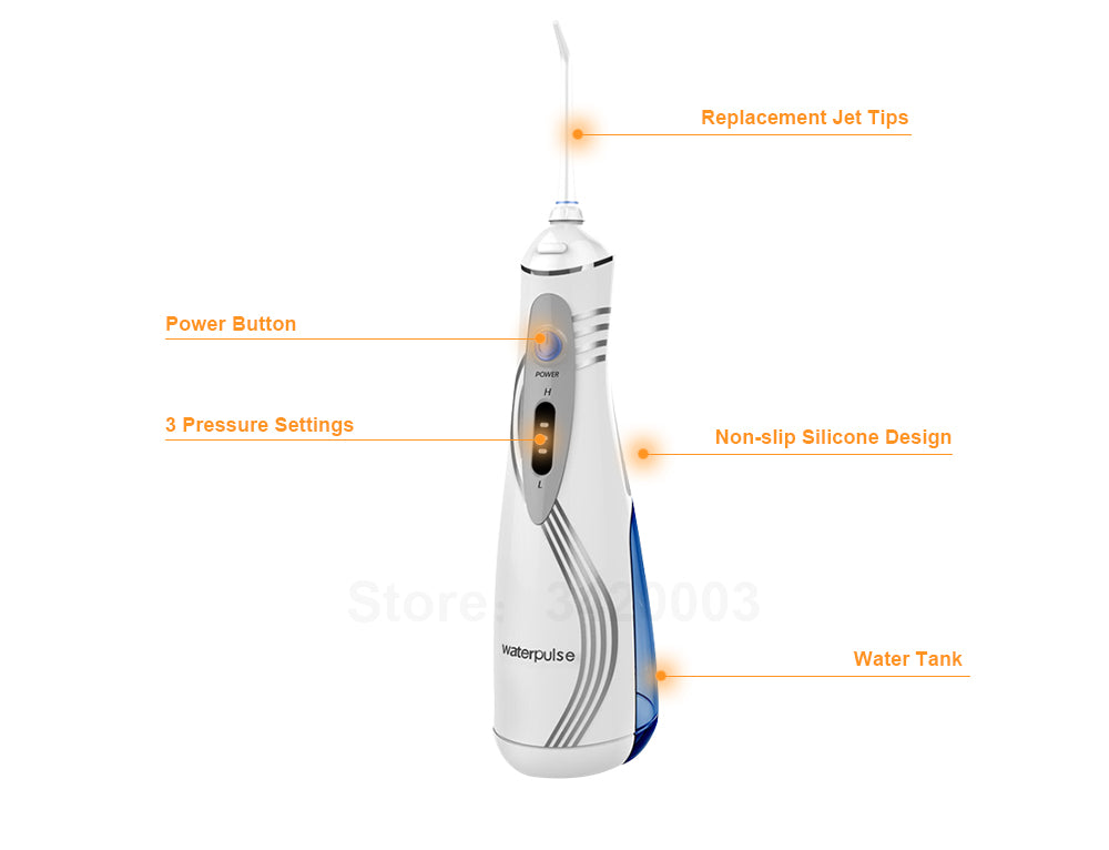 Waterpulse V400P/V400 Oral Irrigator Portable Cordless Irrigators With Travel Case Rechargeable Battery Water Flosser Teeth