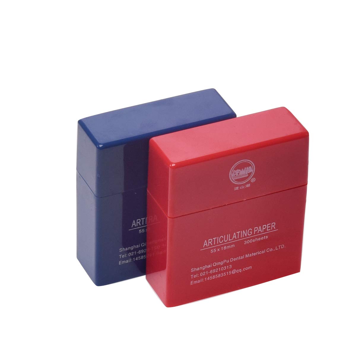 Protector Dental Articulating Paper 300 PCS, Plastic Dispenser Blue 100 Micron Bite Articulating Paper & Film Doubled Side - 55 x 18 x 0.1mm