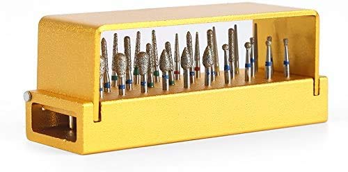 DB-30 High Speed Diamond Bur Set with Aluminium Alloy Shelf - High Speed and Low Speed Diamond Bur Set Dental Lab Aluminum Bur Case Disinfection Opening Box Organizer