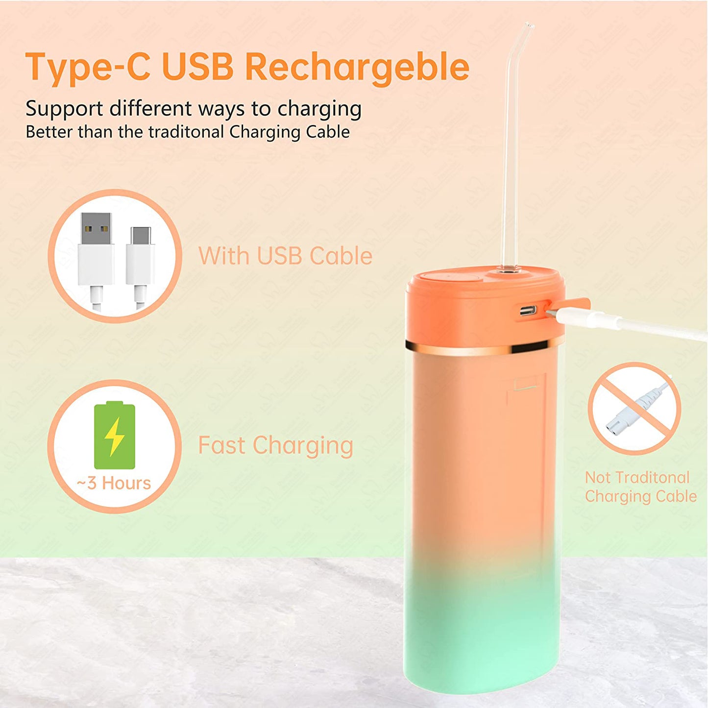 Cordless Water Flosser Portable Oral Irrigator Rechargeable Teeth Cleaner Pick for Braces & Bridges - 4 Modes, IPX7 Waterproof, Collapsible Water Tank for Travel and Home