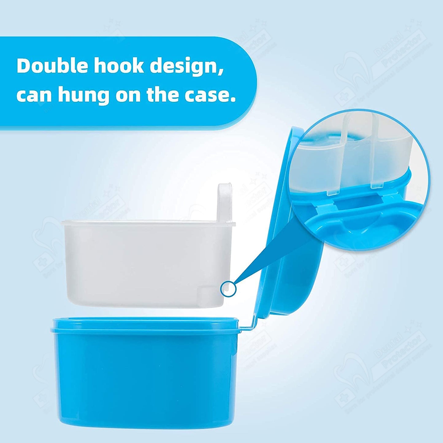 Dental Orthodontic Retainer Case Cleaning with Strainer Basket, Denture Bath Box Soaking Cup Mouthguard Storage Holder - Leak Proof and Lid Waterproof,2 pieces in Pack