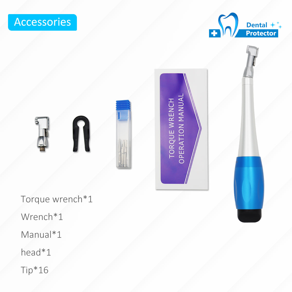 Dental Low Speed Handpiece Implant Torque Wrench 5N-35N Drivers 2.35mm Latch Type Bits Contra Angle Universal Silver Metal Box