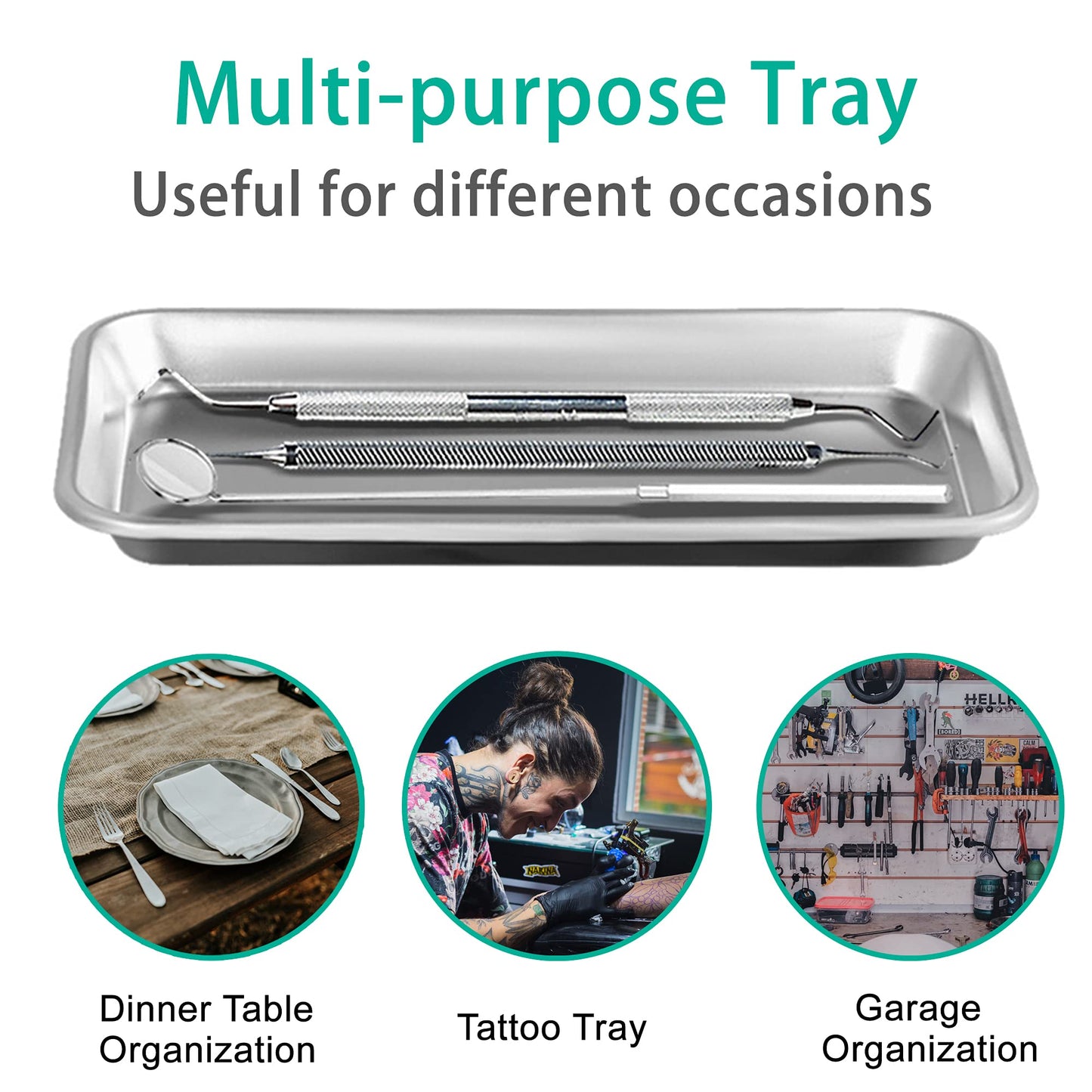 3Pack Professional Medical Surgical 304 Stainless Steel Dental Procedure Tray Thickening Lab Instrument Tools Trays