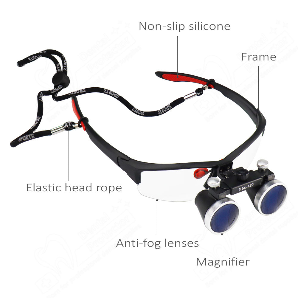 Maglass-R/B 2.5X/3.5X420mm Dental Loupes Binocular Loupes Optical Magnifier Dental Lab Medical Loupes Magnification Binocular Headlight Headlamp 5W Bulb