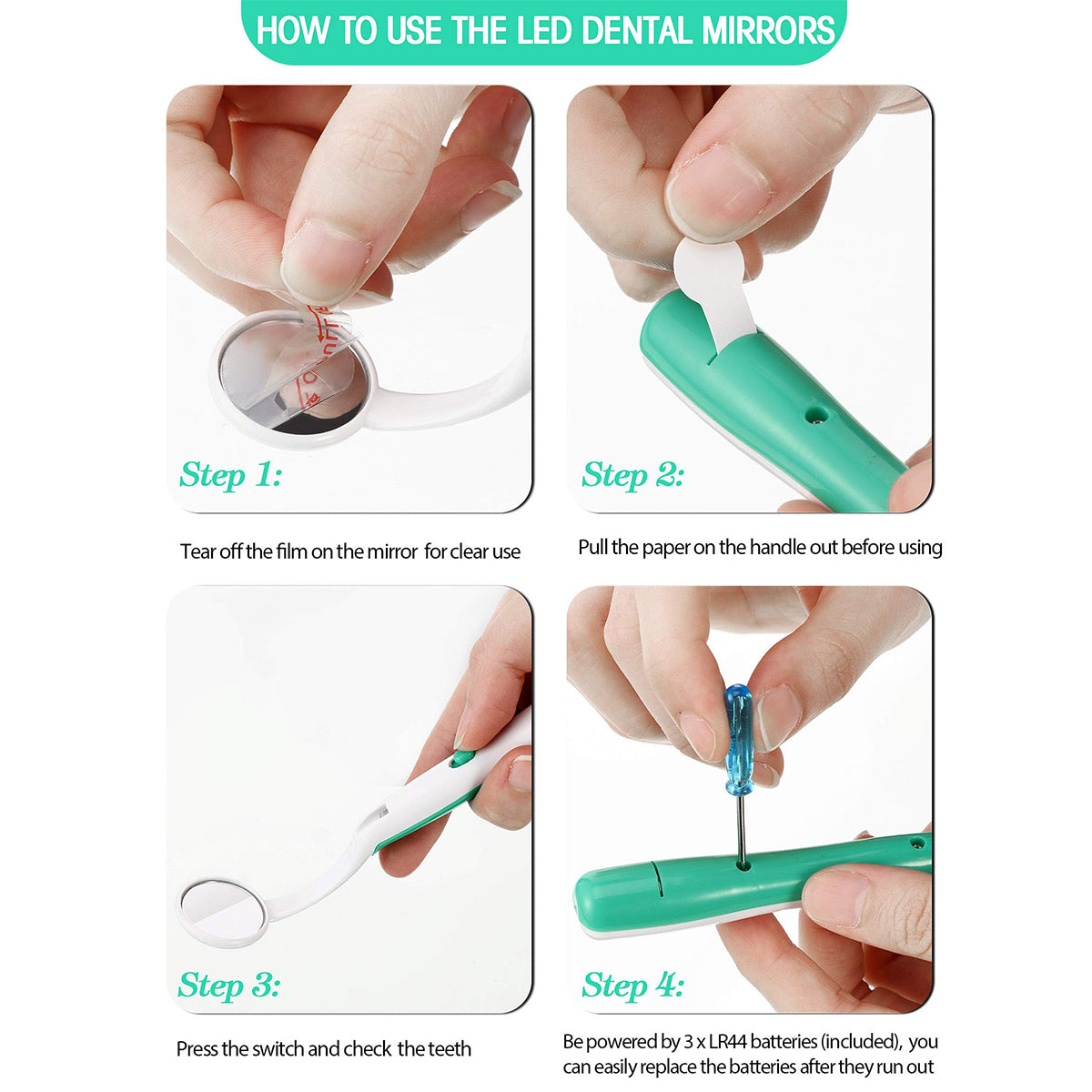 1 Pcs Dental Mirror with Light Tool LED Lighted Teeth Inspection Mirror Anti Fog Curve Angle Dentist Oral Care Tool