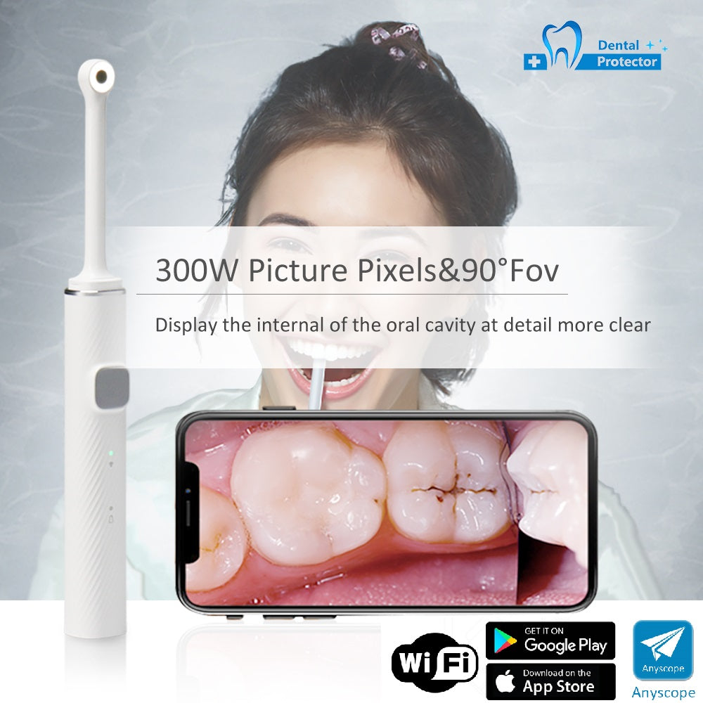 PROTECTOR WiFi Dental Camera HD Intraoral Endoscope Mini Camera LED Light Dentist Oral Real-time Video Dental Tools For Family Health & Personal Care 360° Borescope View By Android/IOS