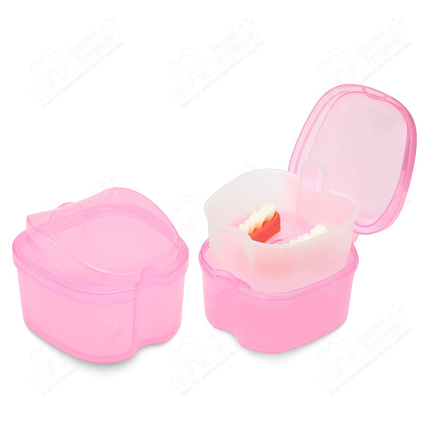 Dental Orthodontic Retainer Case Cleaning with Strainer Basket, Denture Bath Box Soaking Cup Mouthguard Storage Holder - Leak Proof and Lid Waterproof,2 pieces in Pack