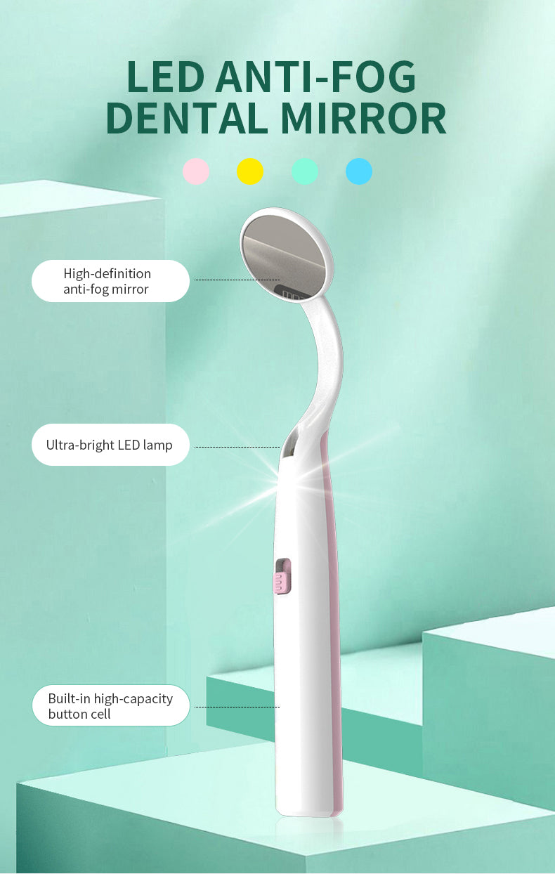 1 Pcs Dental Mirror with Light Tool LED Lighted Teeth Inspection Mirror Anti Fog Curve Angle Dentist Oral Care Tool
