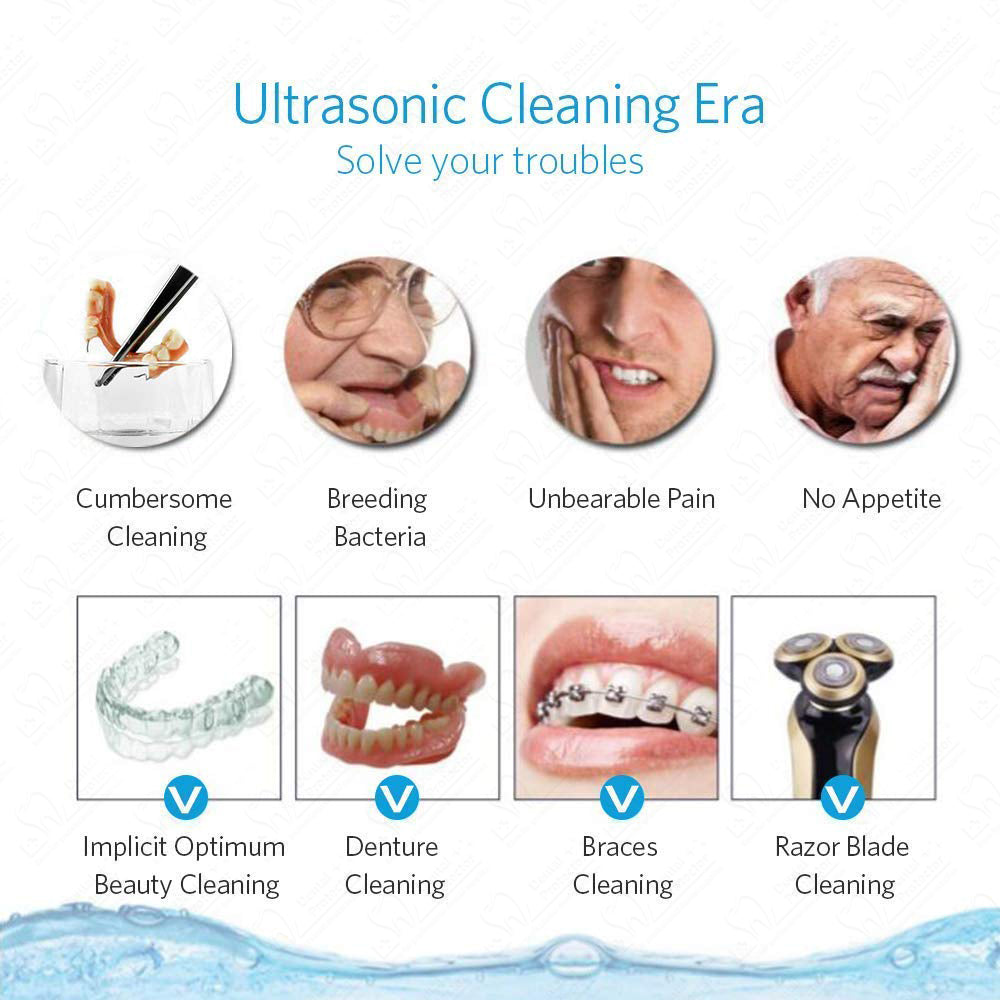 Ultrasonic Denture Cleaner Profession Retainer/Aligner/Mouth Guard Cleaner Machine, SUS304 Material 5 Minute Quick Cleaning