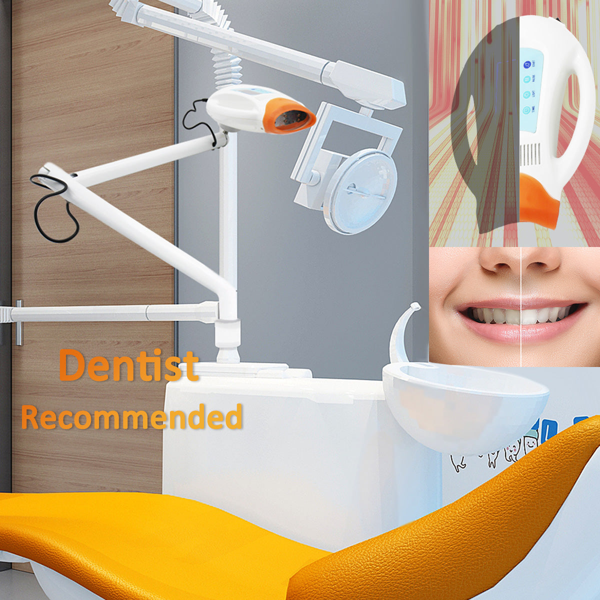 Dental Teeth Whitening Light, Teeth Whitener Cold 6 LED Light Lamp Bleaching Accelerator Arm Holder Holding on Dentist unit