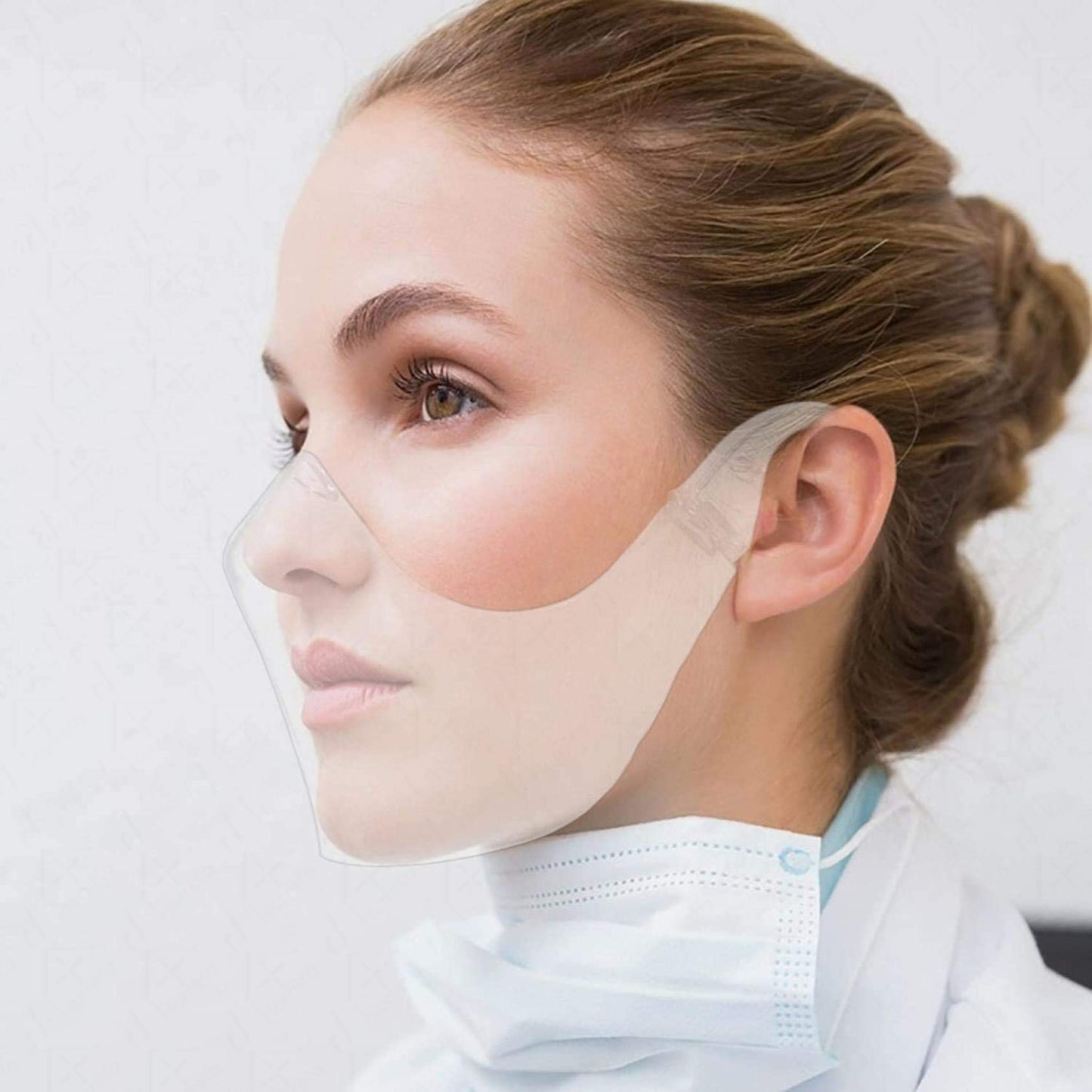 2PCS Transparent Face Sheild, Lightweight Anti-Fog Durable Breathable Visible Expression Face Sheild, Plastic Reusable Washable Face Sheild Fast Delivery