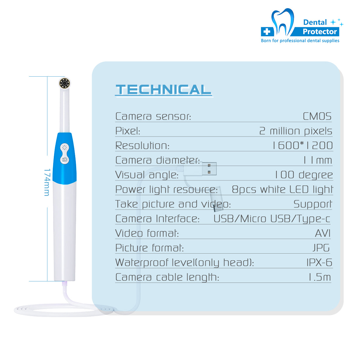 HD Dental Camera Wi-Fi Wireless Intraoral Camera System Dental Portable Oral Inspection Camera Mini Camera Dental Tools
