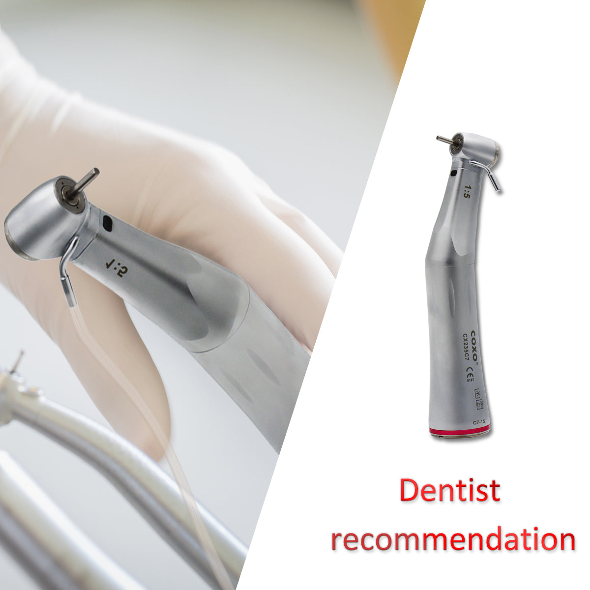 C7-1S COXO Dental 1: 5 Contra Angle for Remove Crown and Tooth Extraction, can be used with COXO implant motor