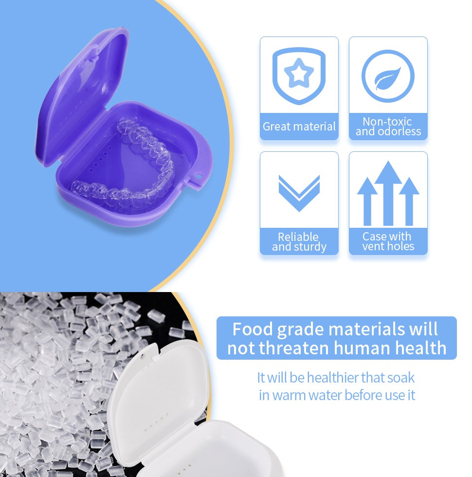 Dental Mouthguard Container Orthodontic Retainer Case with Vent Holes, Denture Holder Box Clear Aligner Case Slim for Household|Travel|Office - Bluish - Light & Easy to Carry 6 pcs in package