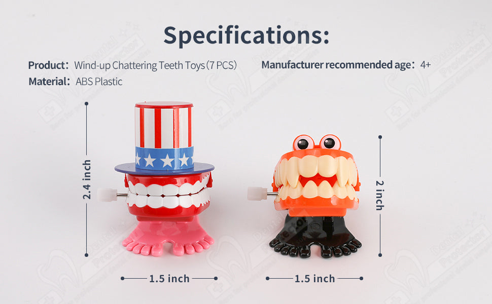 PROTECTOR Walking Teeth Toys 7PCS, Wind-up Chattering Teeth Smile Small Wind Up Toy Feet Knickknack For Party Halloween Christmas Home Desktop Decoration