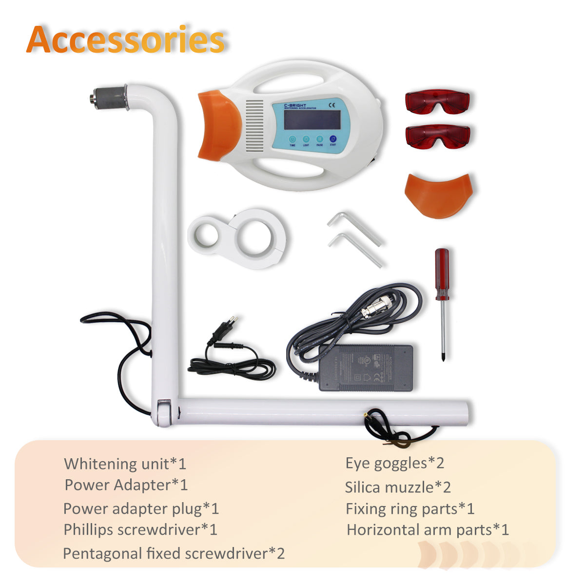 Dental Teeth Whitening Light, Teeth Whitener Cold 6 LED Light Lamp Bleaching Accelerator Arm Holder Holding on Dentist unit