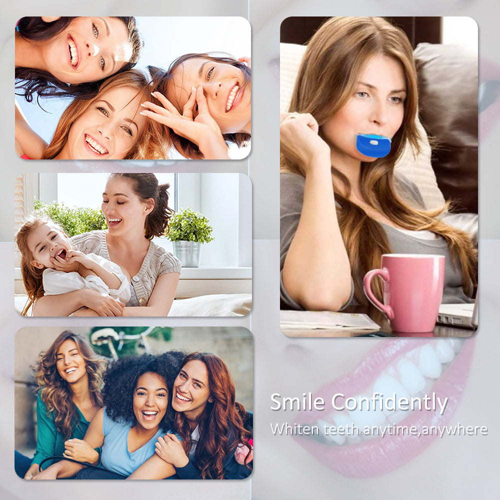 Teeth Whitening Light Kit - 5X LED Light Tooth Whitener with 35% Carbamide Peroxide, Mouth Trays, Remineralizing Gel and Tray Case - Built-In 10 Minute Timer Restores Your Smile Confidently