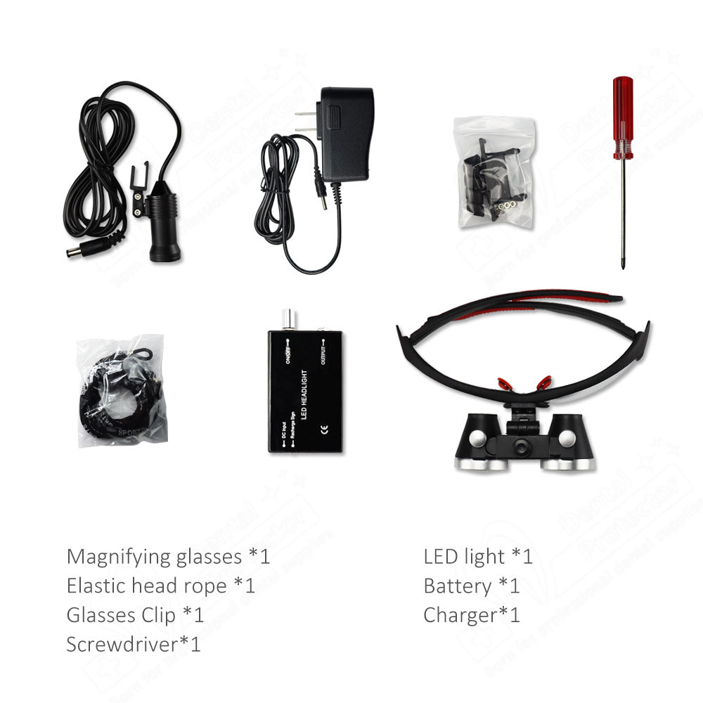 Maglass-R/B 2.5X/3.5X 420mm Dental Loupes Binocular Loupes Optical Magnifier Dental Lab Medical Loupes Magnification Binocular Headlight Headlamp 5W Bulb