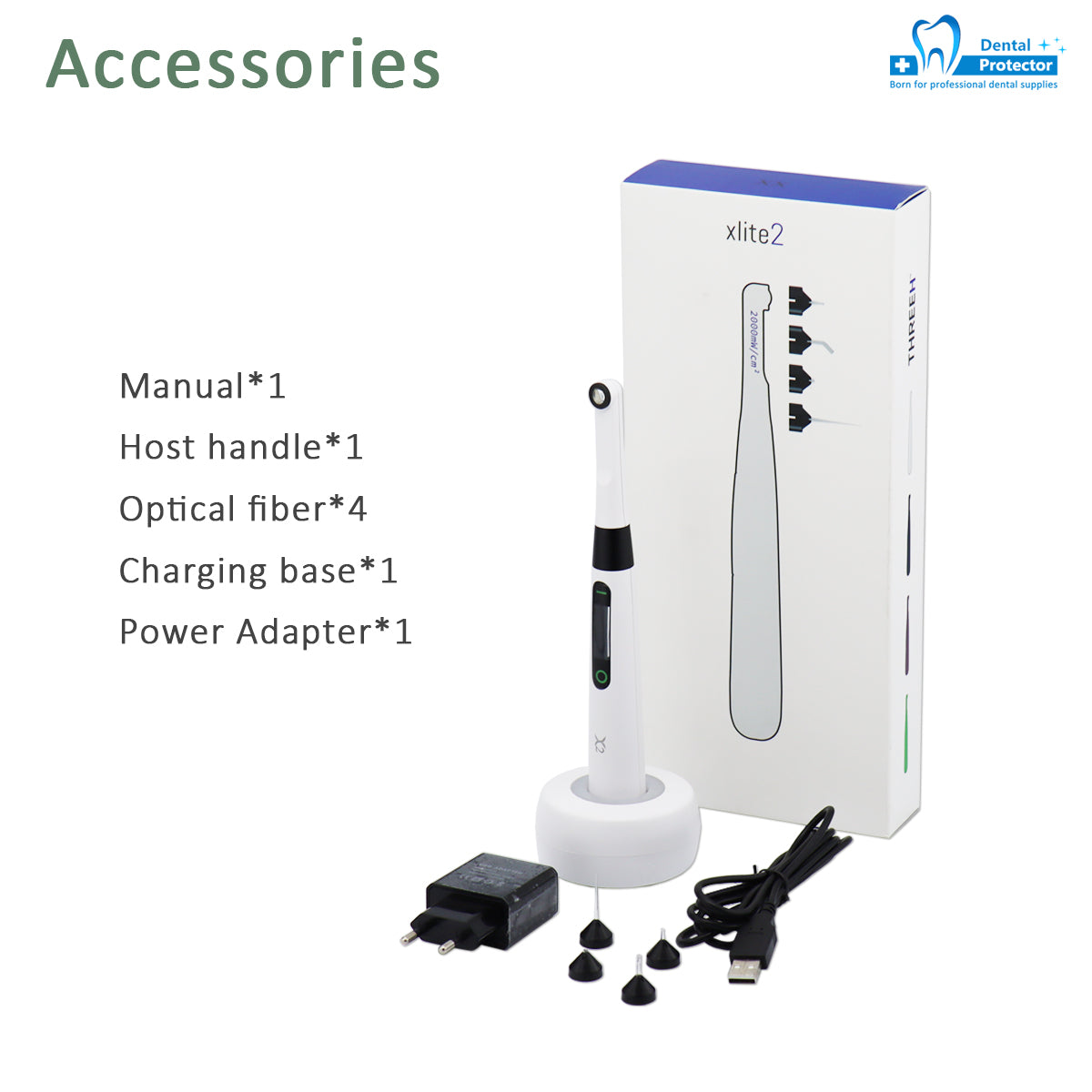 Wireless LED Dental Orthodontics Curing Light Rechargeable High Power Dentist Cure Lamp With 4 Optical Fiber