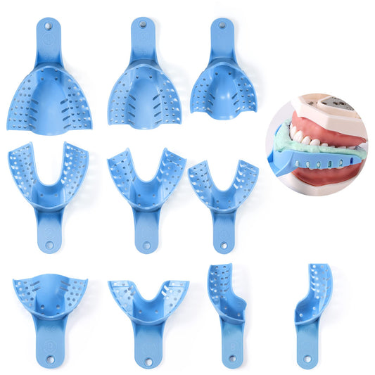Dental Impression Trays Autoclavable 10 PCS, Perforated Impression Trays Set Plastic Teeth Holder for Dental Clinic, Lab Equipment, Dental Students