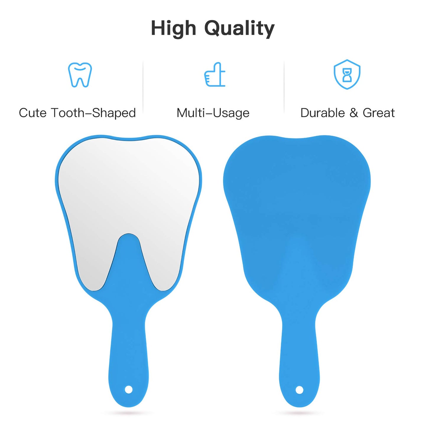2 pcs Handheld Mirror Small with Handle , Hand Mirror Tooth-Shaped Kids Makeup Mirror Cute for Salon|Barber|Hairdressing - Easy to use & Lightweight